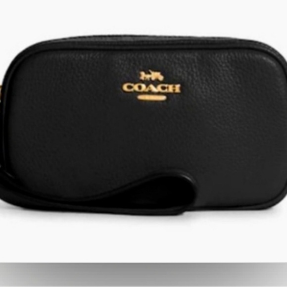 Coach Jamie Wristlet/clutch In Gold/Black Refined pebble leather NWOT - Picture 8 of 14